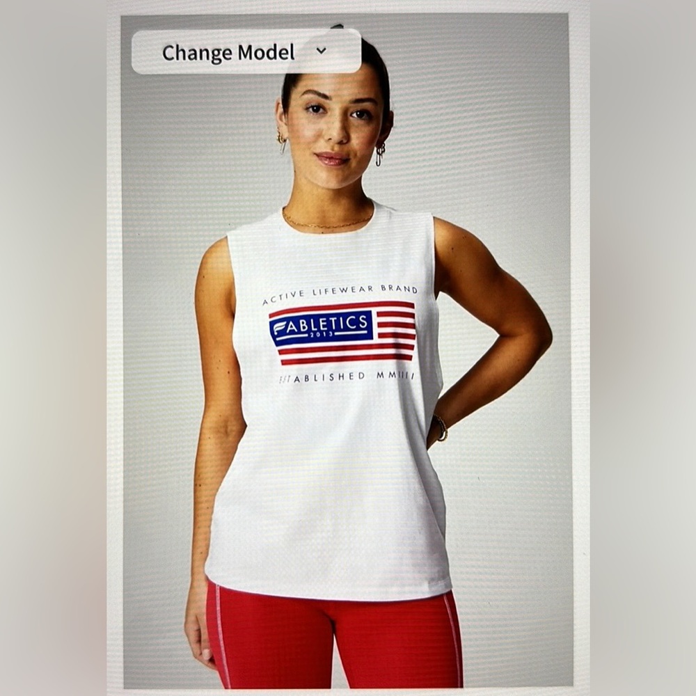 NWT- Fabletics Micah Muscle Tank white - Brand New !!